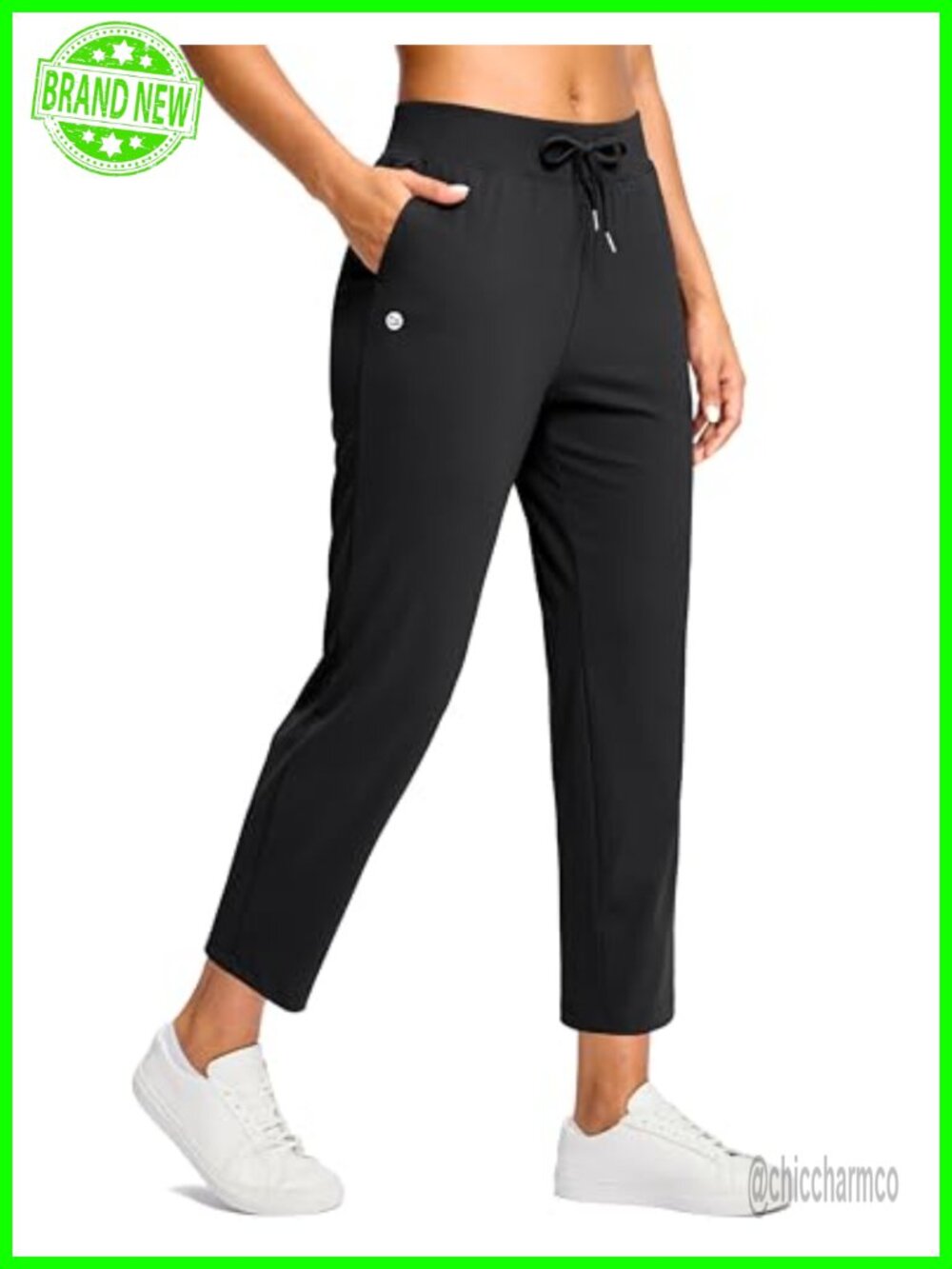 Petite Ankle Pants with Pockets Elastic Waist Golf Athletic